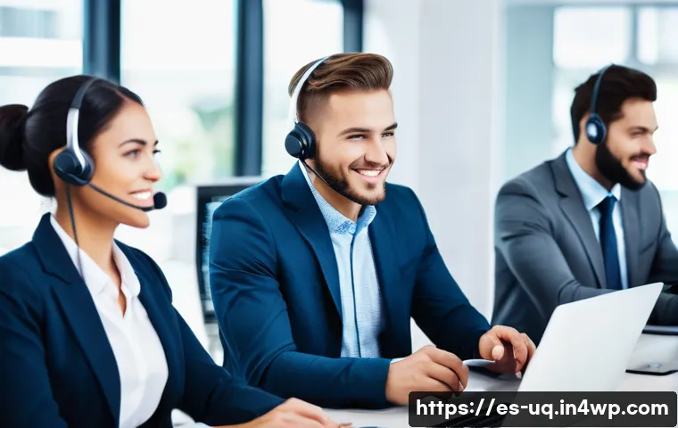 고객 여정 맵핑과 지속적인 개선 프로세스 - A diverse group of customer service representatives in a modern, bright office environment, attentiv...